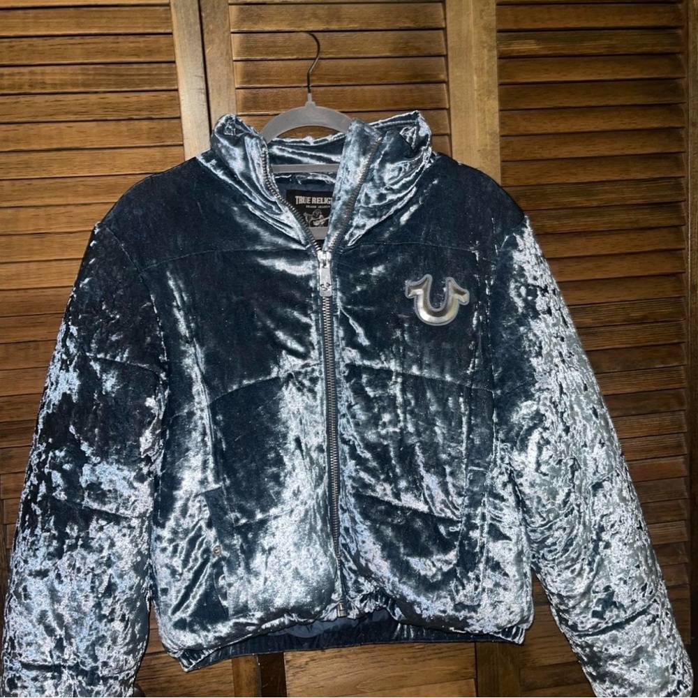 True Religion Metallic Gray Puffer Jacket